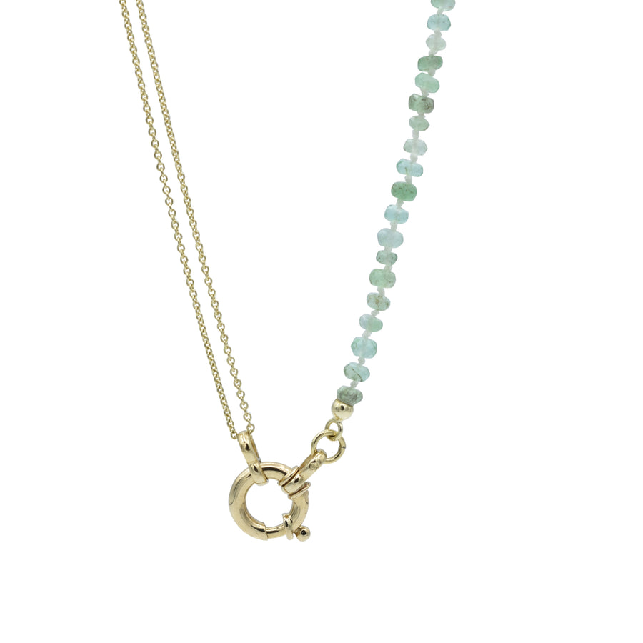 Light emerald & gold chain - gouden collier met lichtgroene smaragd