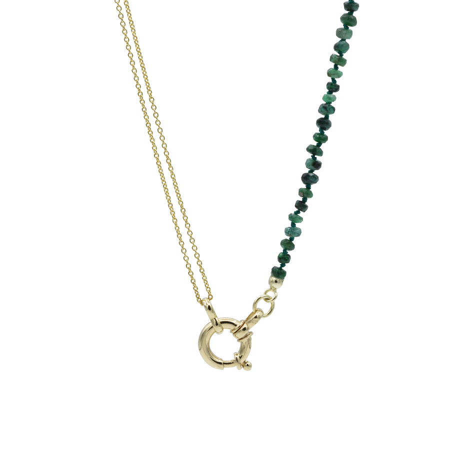 Dark emerald & gold chain - gouden collier met donkergroene smaragd