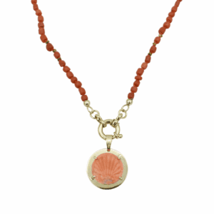 Geknoopte koraal en pyriet collier