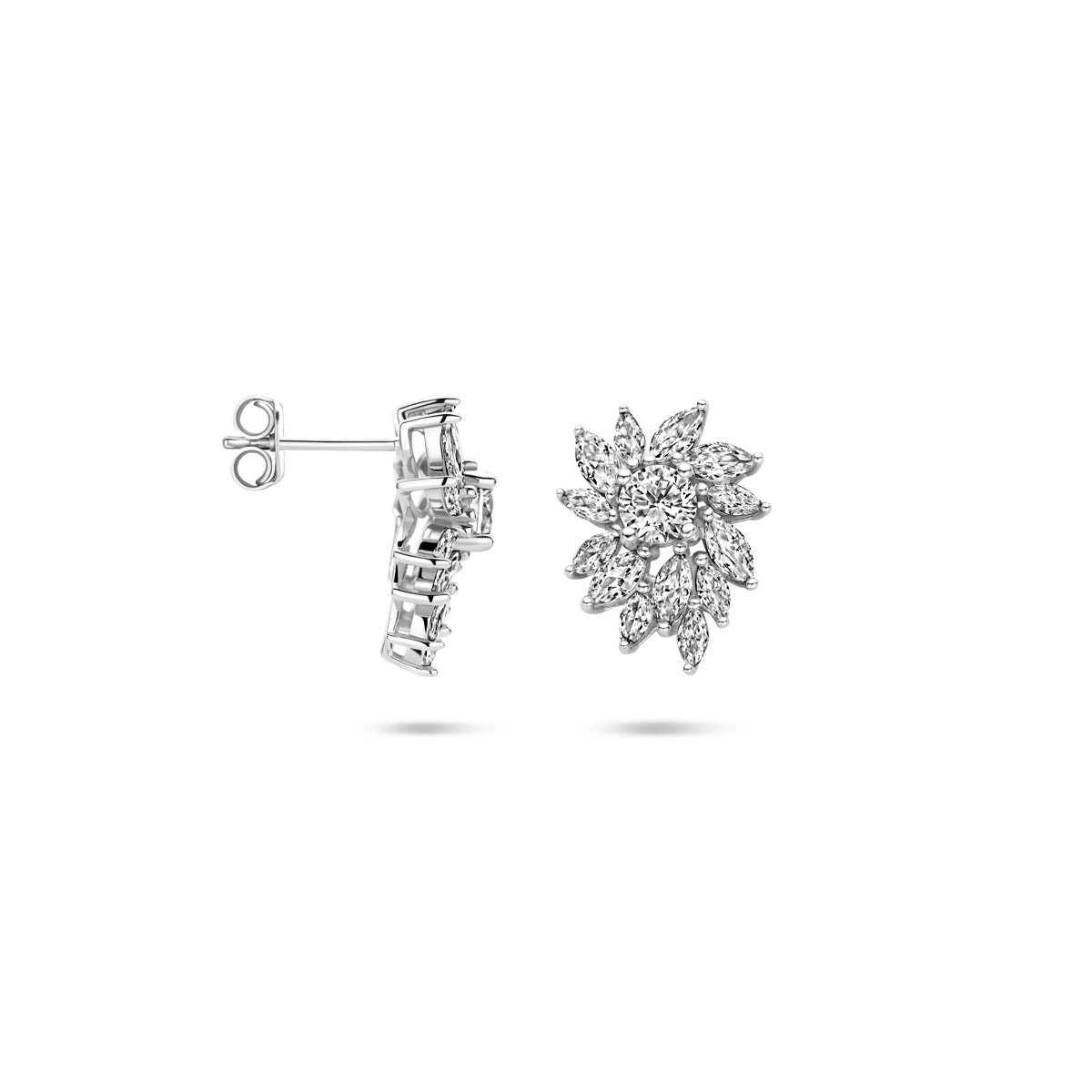 oorknoppen zirkonia 18 mm zilver gerhodineerd - Afbeelding 3