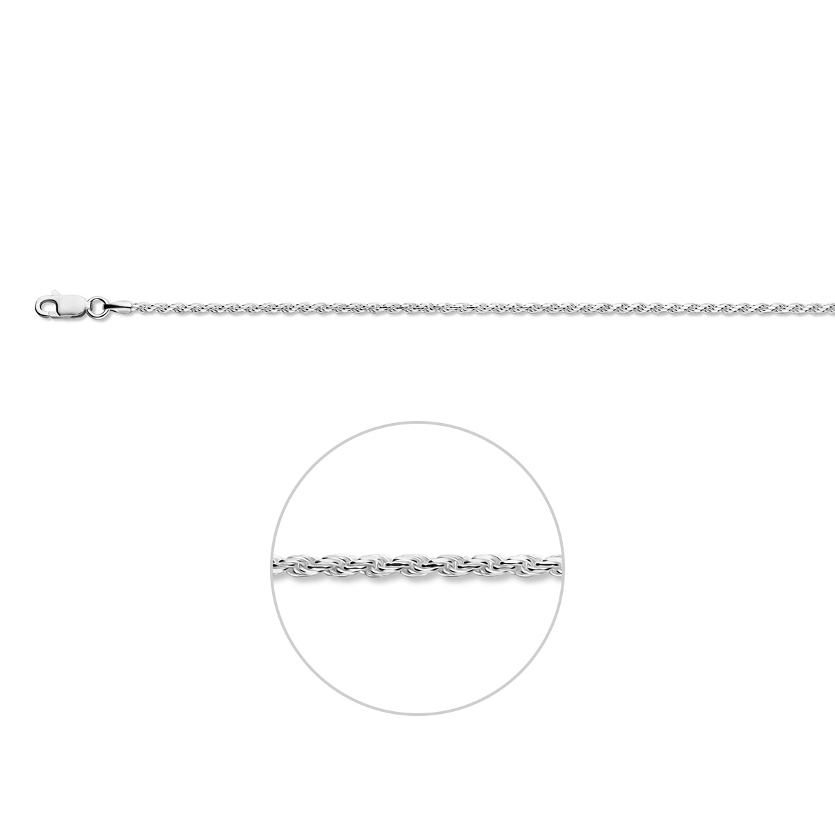 koord gediamanteerd 1,9 mm zilver wit