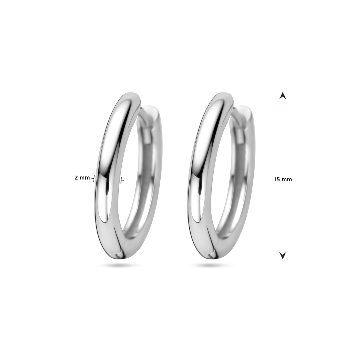 klapoorringen 2,0 mm zilver gerhodineerd - Afbeelding 4
