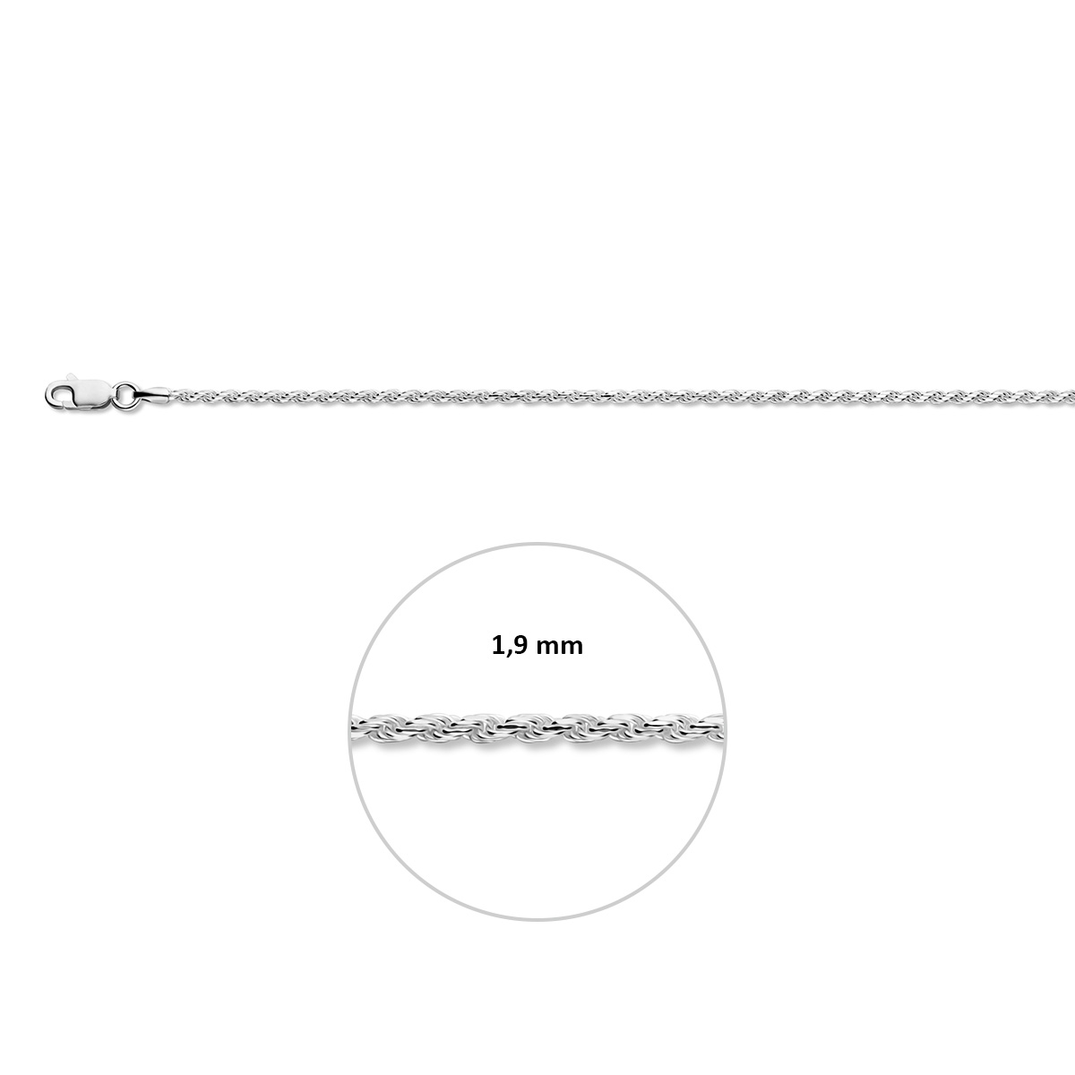 koord gediamanteerd 1,9 mm zilver wit - Afbeelding 3