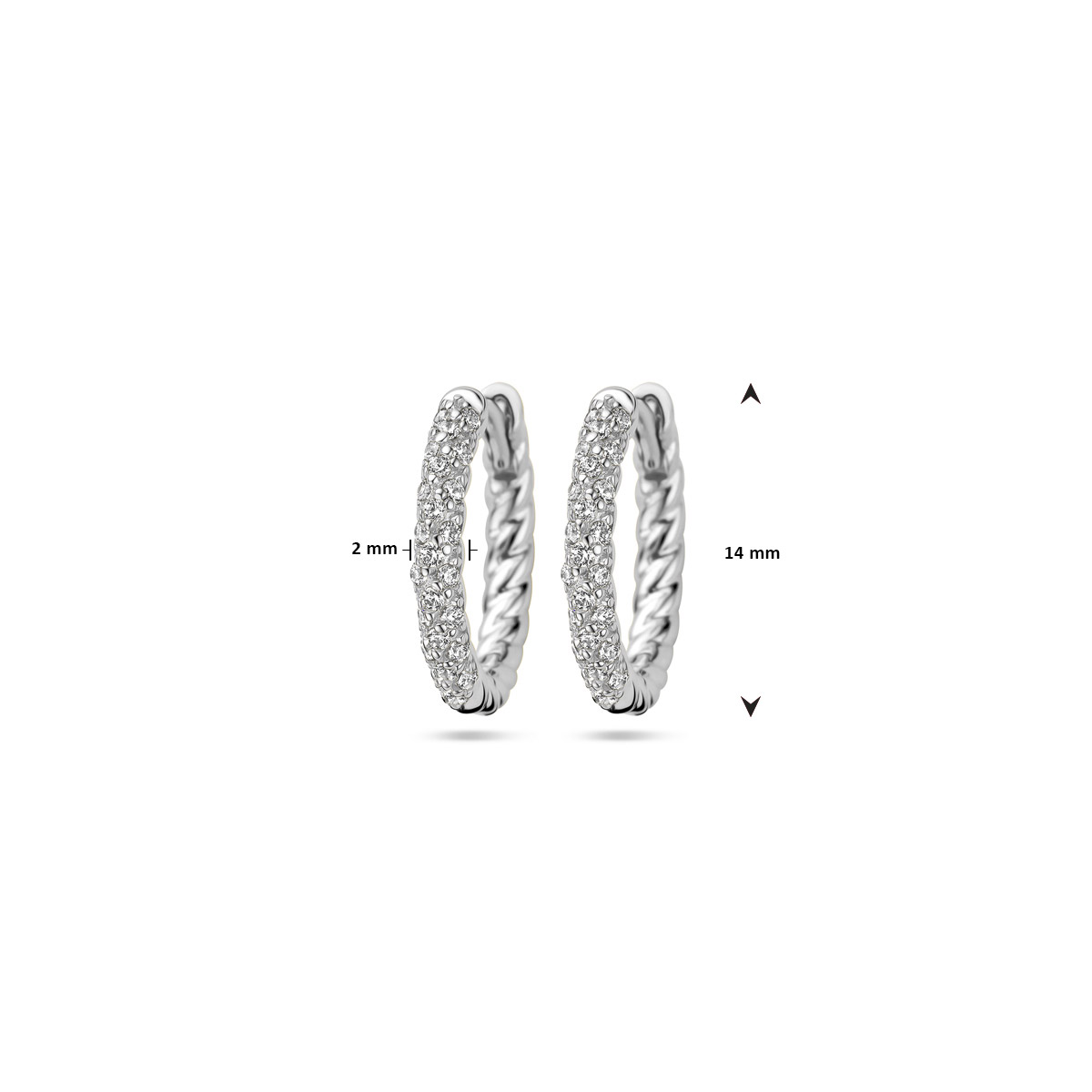 klapoorringen zirkonia zilver gerhodineerd - Afbeelding 4