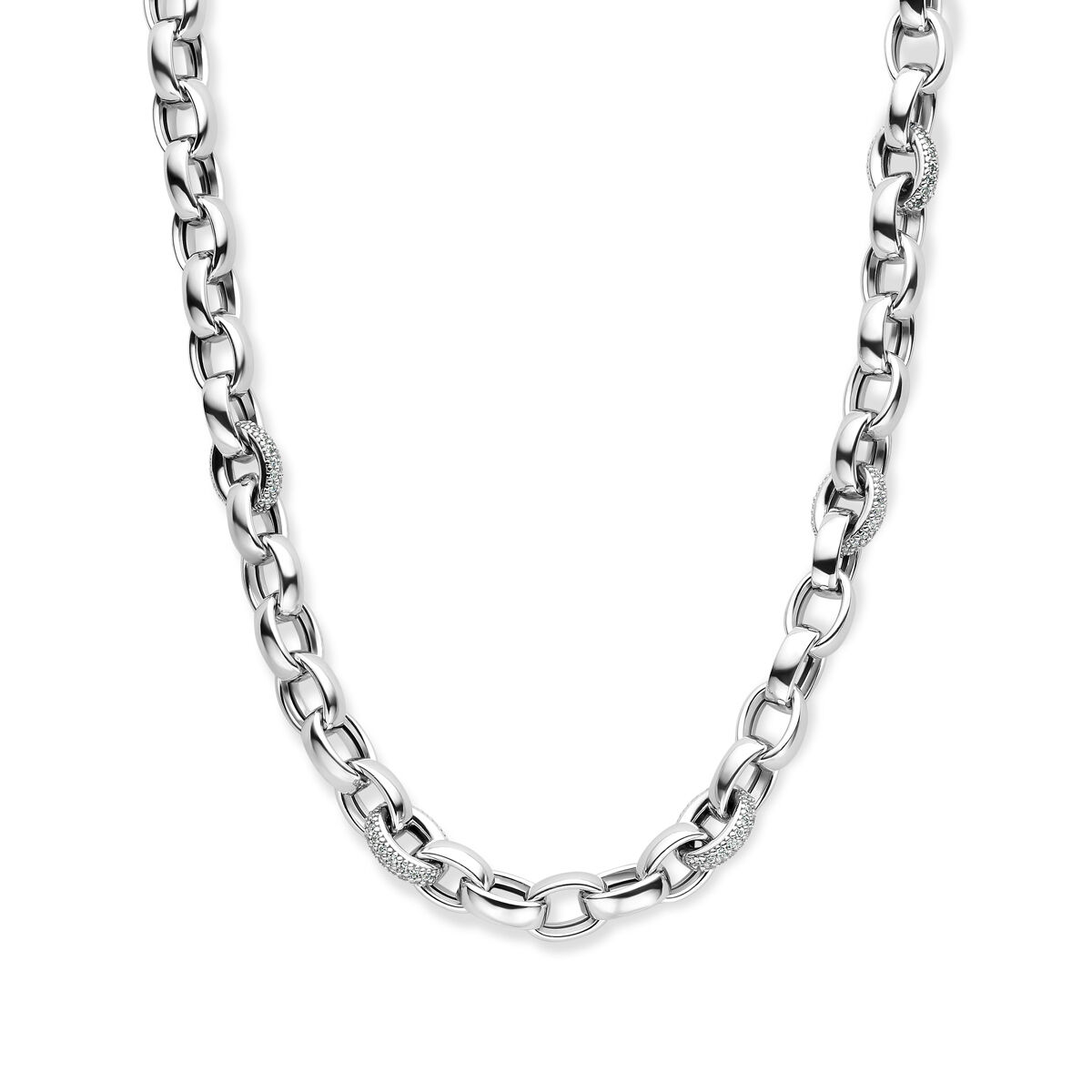 collier jasseron ovaal zirkonia 7,5 mm 45 cm zilver gerhodineerd - Afbeelding 2