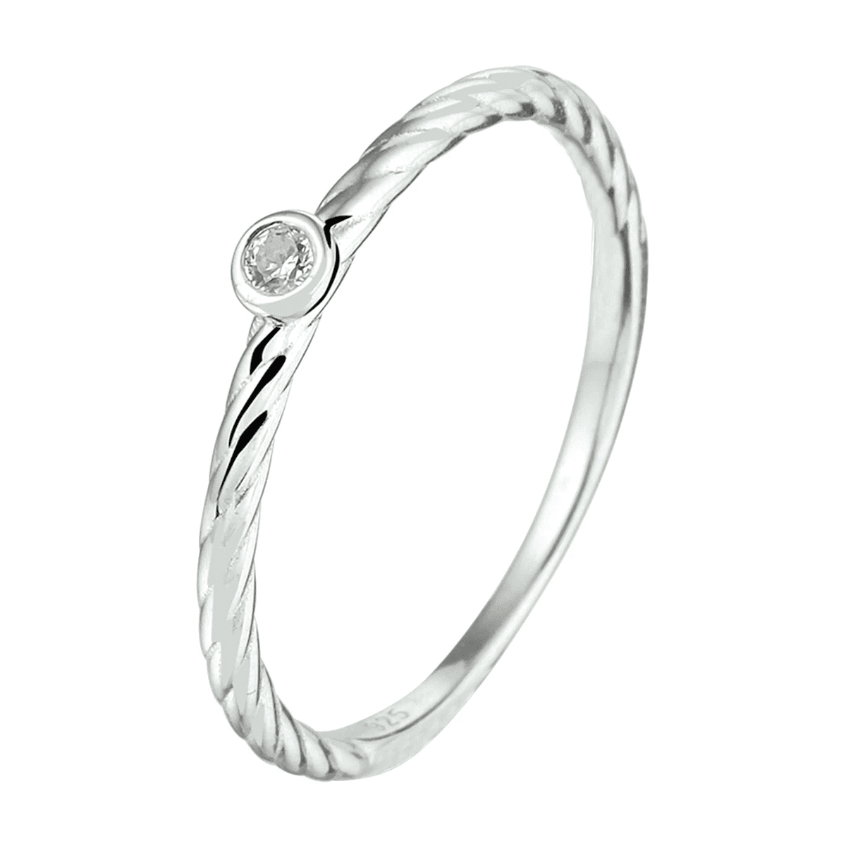 aanschuifring zirkonia zilver gerhodineerd