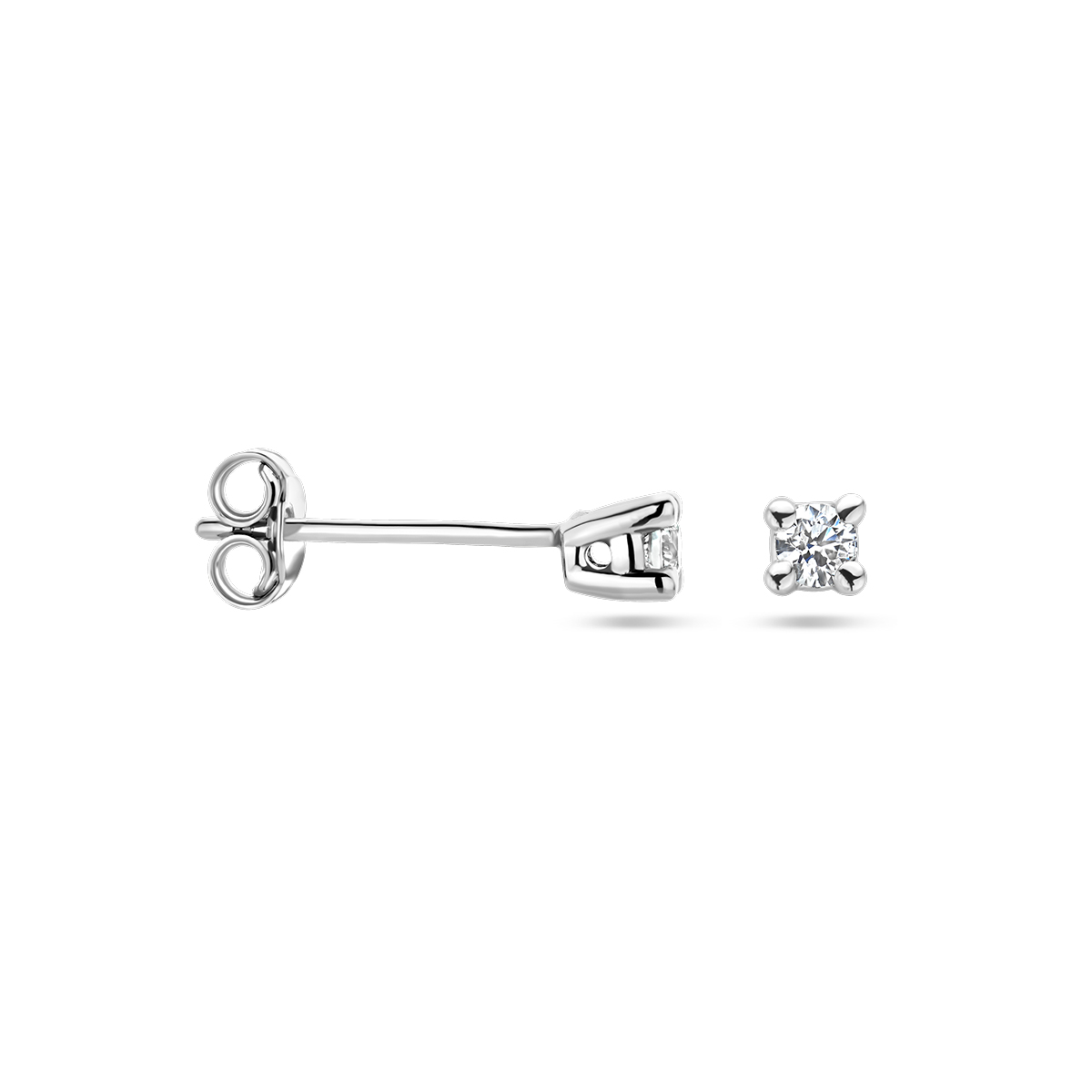 oorknoppen diamant 0.10ct (2x 0.05ct) h si 14K witgoud - Afbeelding 2