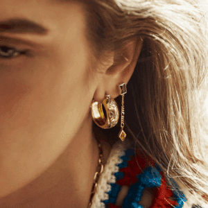 Flower Garland Stamped Hoop Earrings