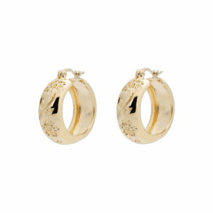 Flower Garland Stamped Hoop Earrings