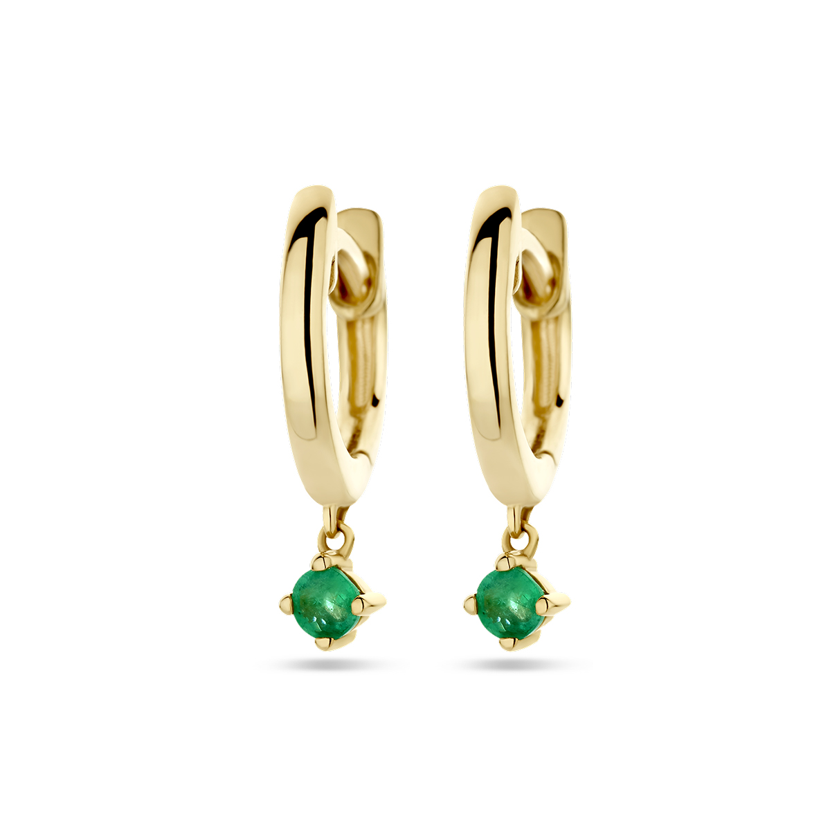 klapoorringen smaragd 14K geelgoud - Afbeelding 3