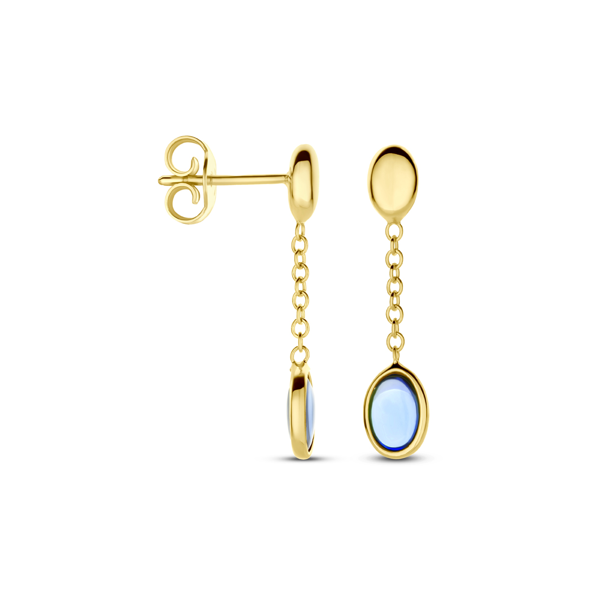 oorhangers london blue topaas 26 mm 14K geelgoud - Afbeelding 2