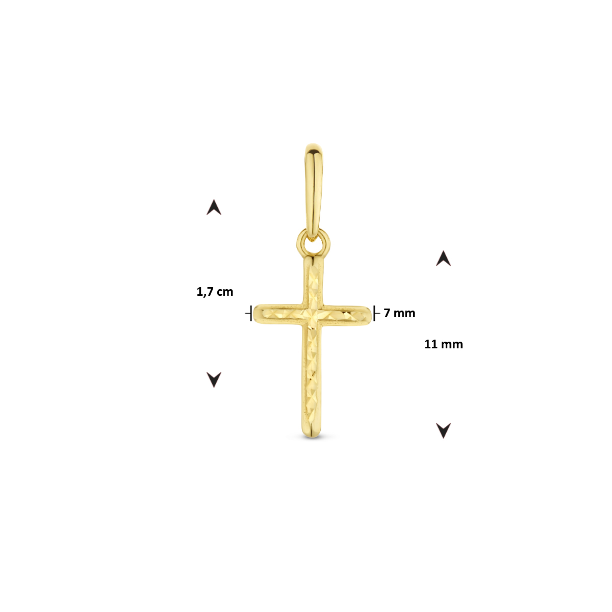 hanger kruis gediamanteerd 14K geelgoud - Afbeelding 4