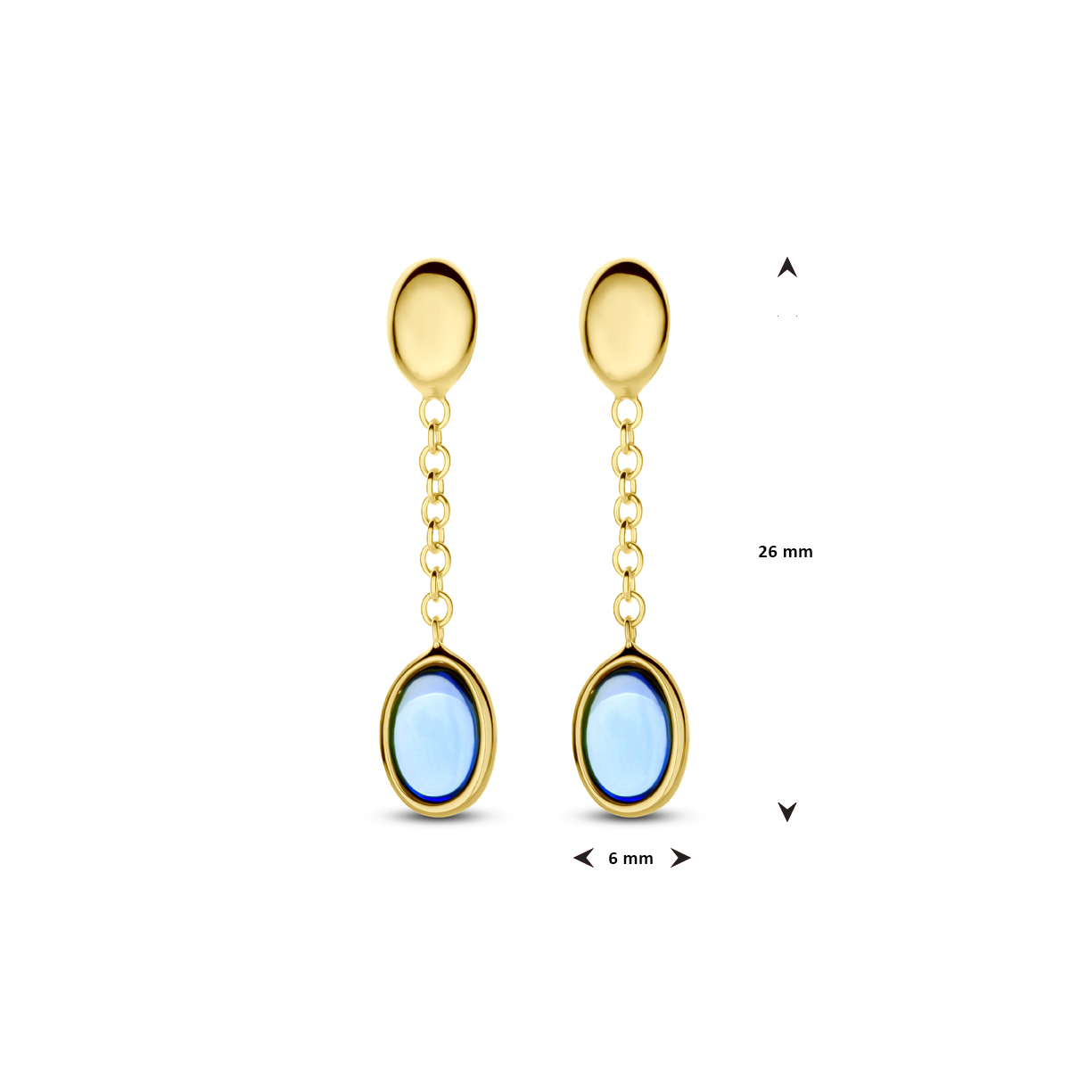 oorhangers london blue topaas 26 mm 14K geelgoud - Afbeelding 3