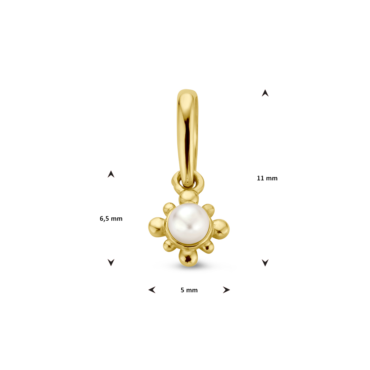 hanger bloem parel 14K geelgoud - Afbeelding 4