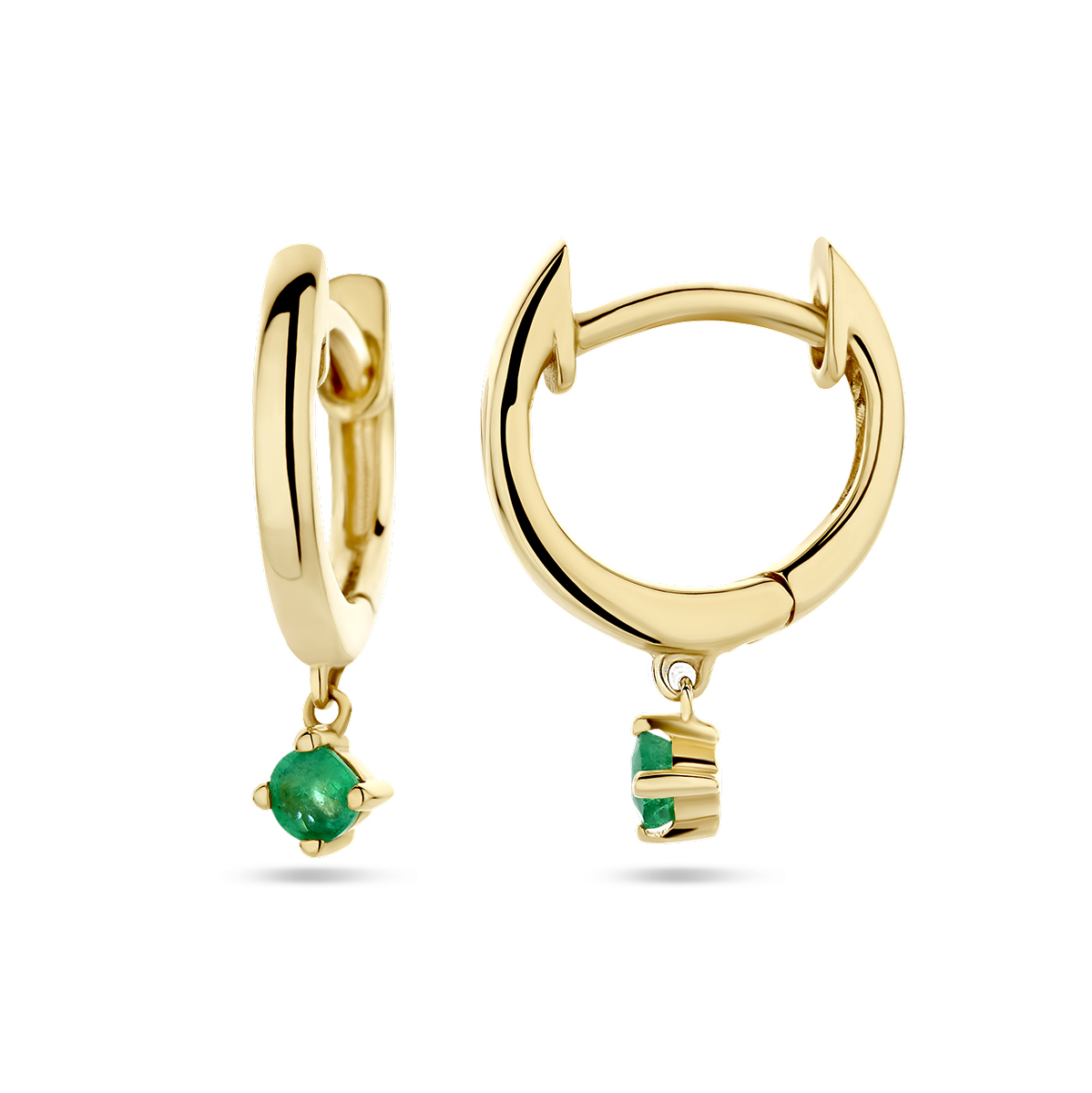 klapoorringen smaragd 14K geelgoud - Afbeelding 4