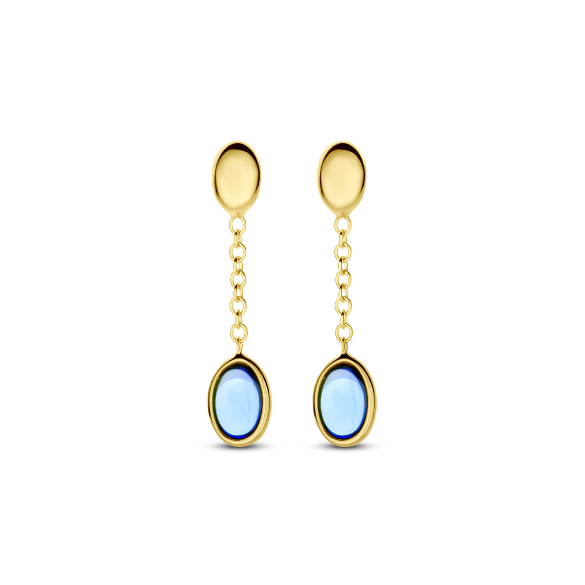 oorhangers london blue topaas 26 mm 14K geelgoud - Afbeelding 4