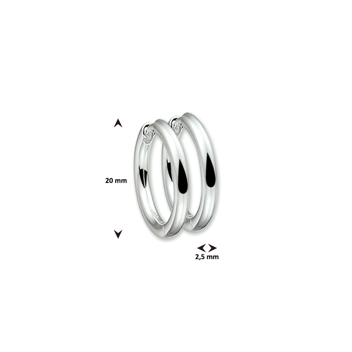 klapoorringen 2,5 mm rond zilver wit - Afbeelding 3