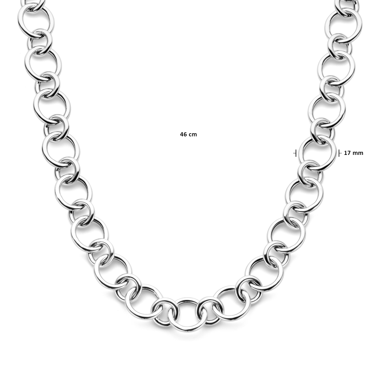 collier 17 mm 46 cm zilver gerhodineerd - Afbeelding 4