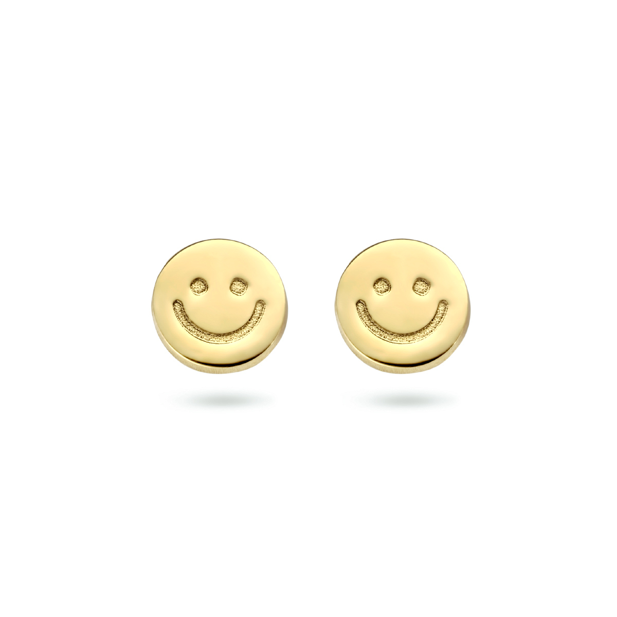 oorknoppen smiley 1 micron zilver verguld (geel)
