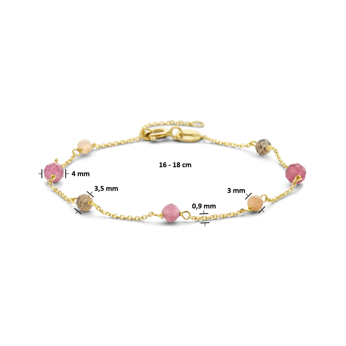 armband toermalijn 16 - 18 cm 14K geelgoud - Afbeelding 3