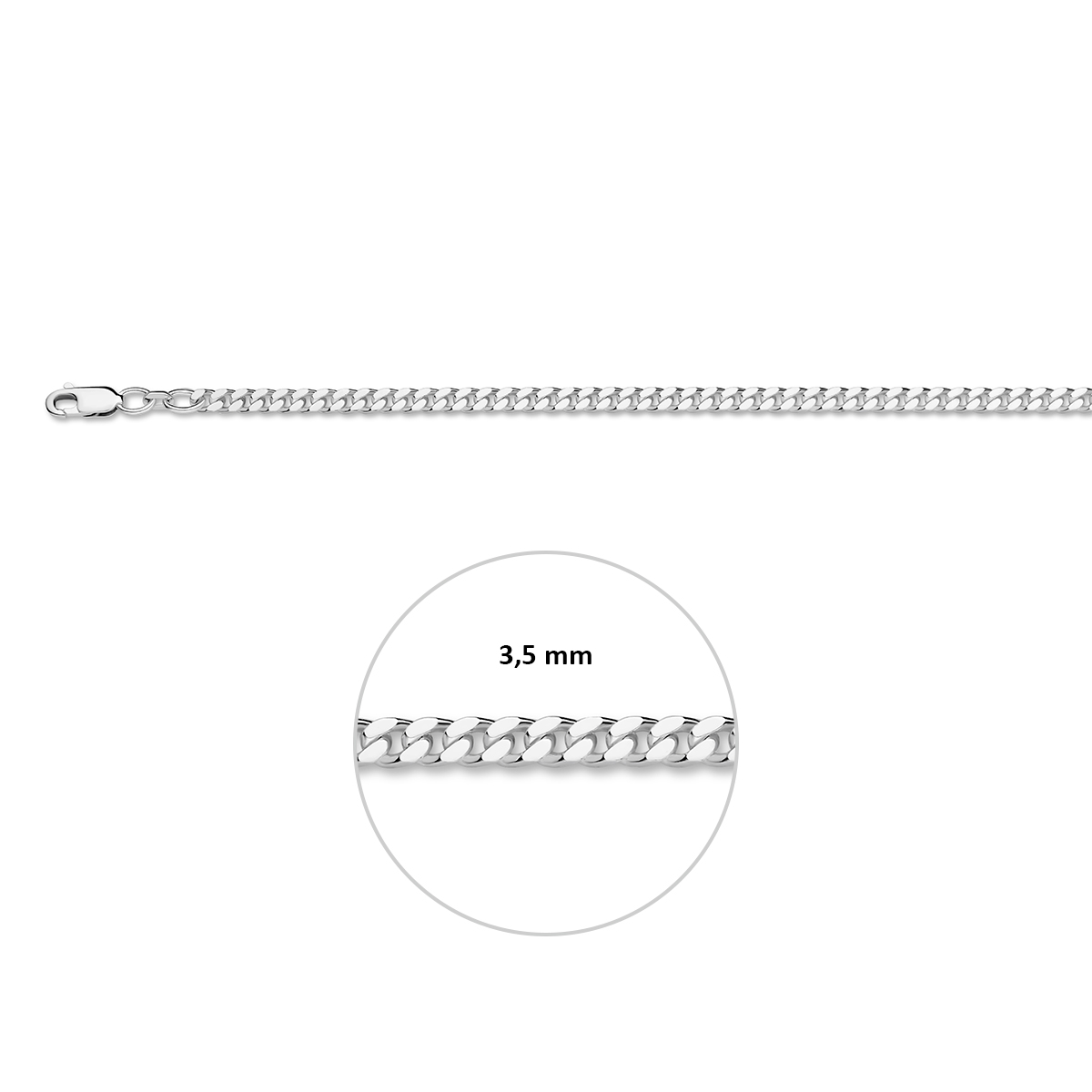 gourmette 6-zijdes geslepen 3,5 mm zilver wit - Afbeelding 3