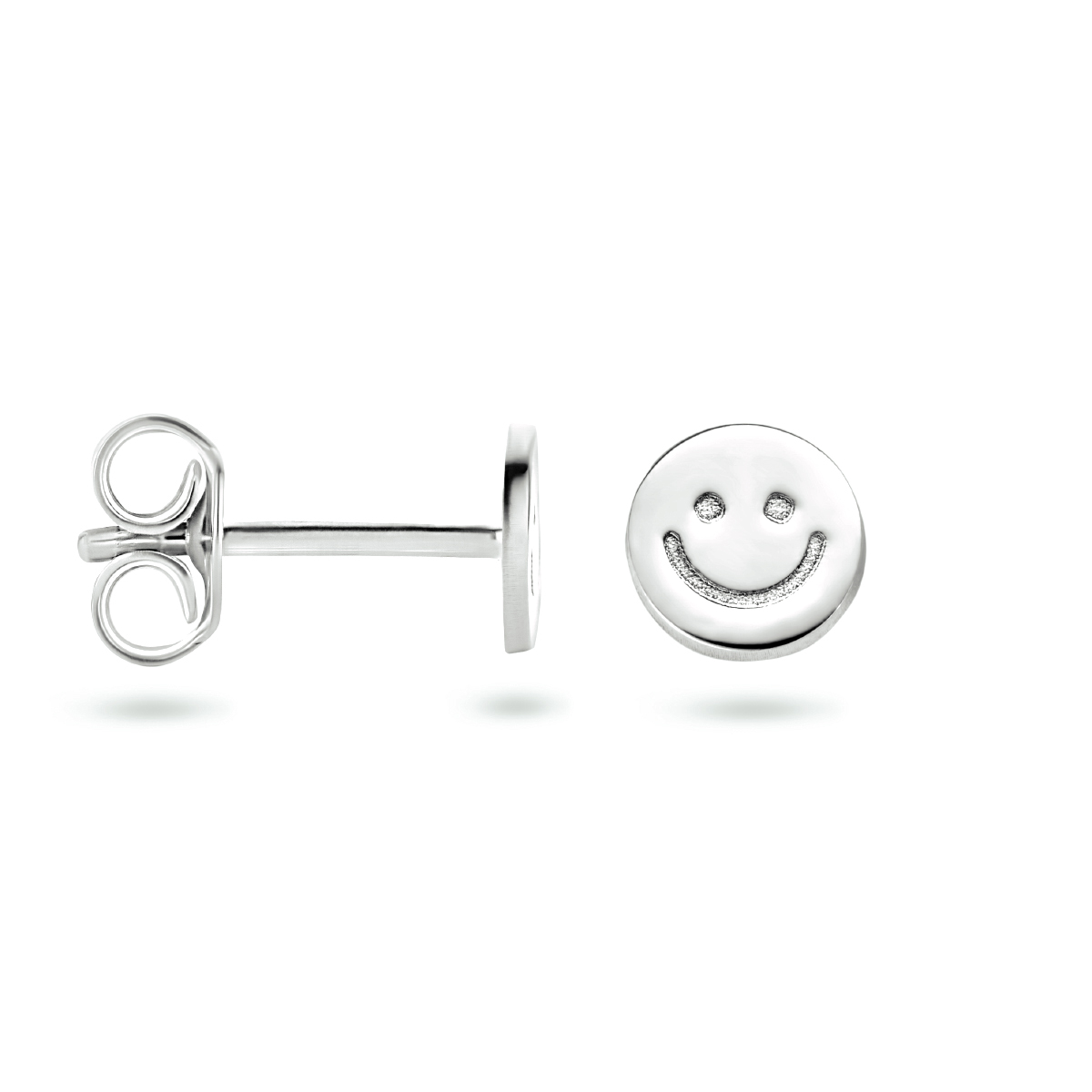 oorknoppen smiley zilver gerhodineerd - Afbeelding 3