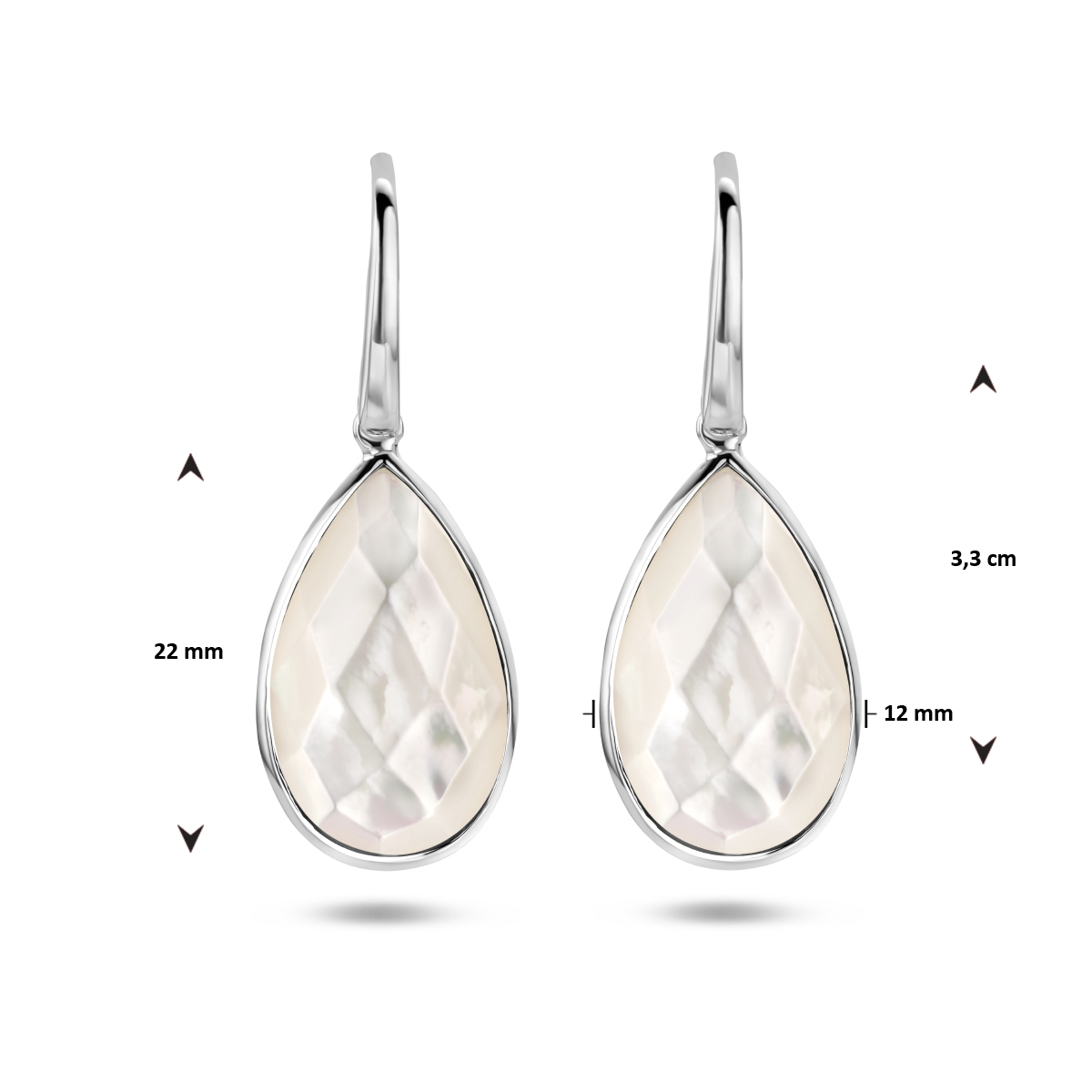 oorhangers parelmoer franse haak zilver gerhodineerd - Afbeelding 4