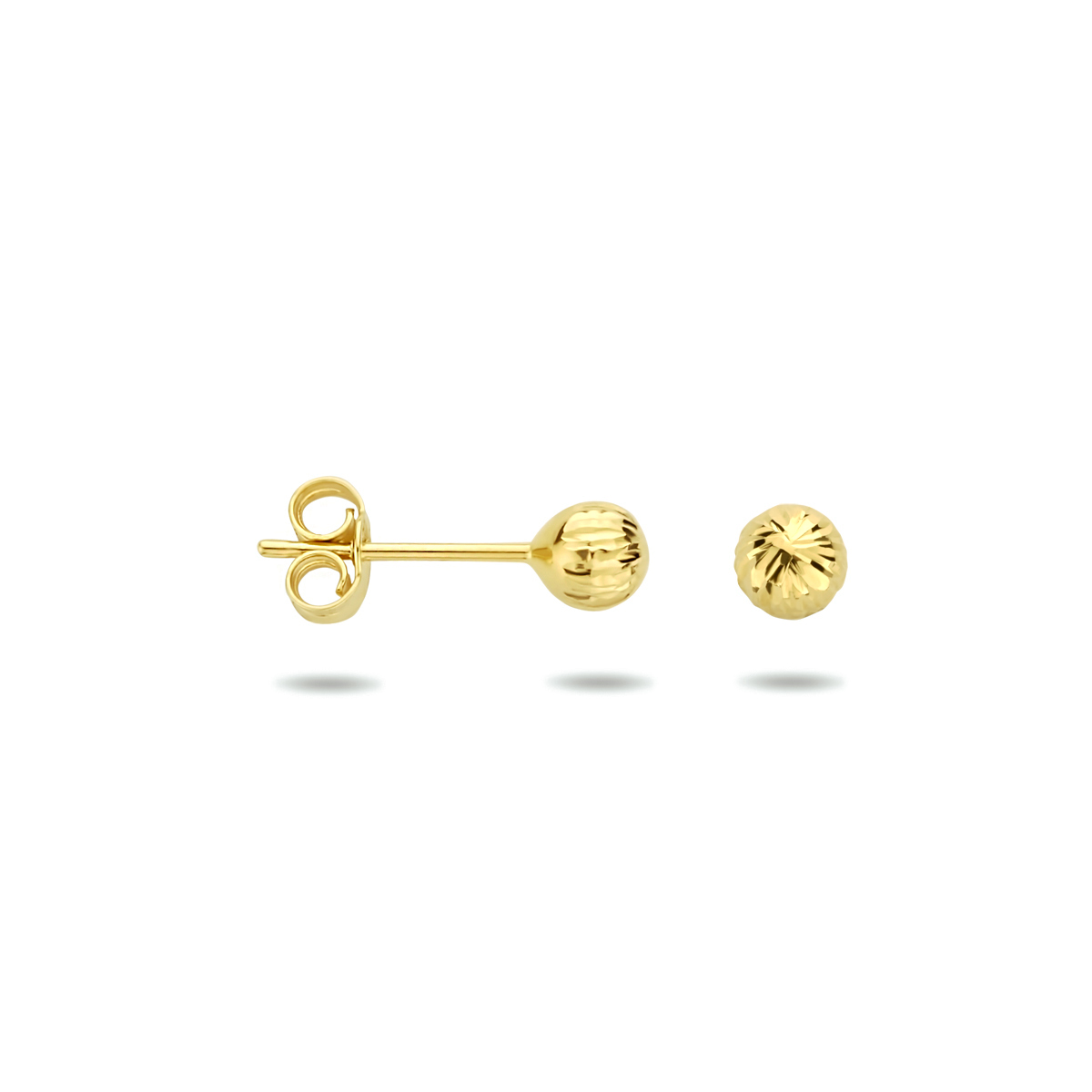 oorknoppen bolletje gediamanteerd 14K geelgoud - Afbeelding 3