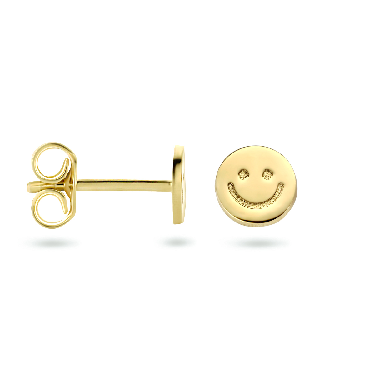 oorknoppen smiley 1 micron zilver verguld (geel) - Afbeelding 2