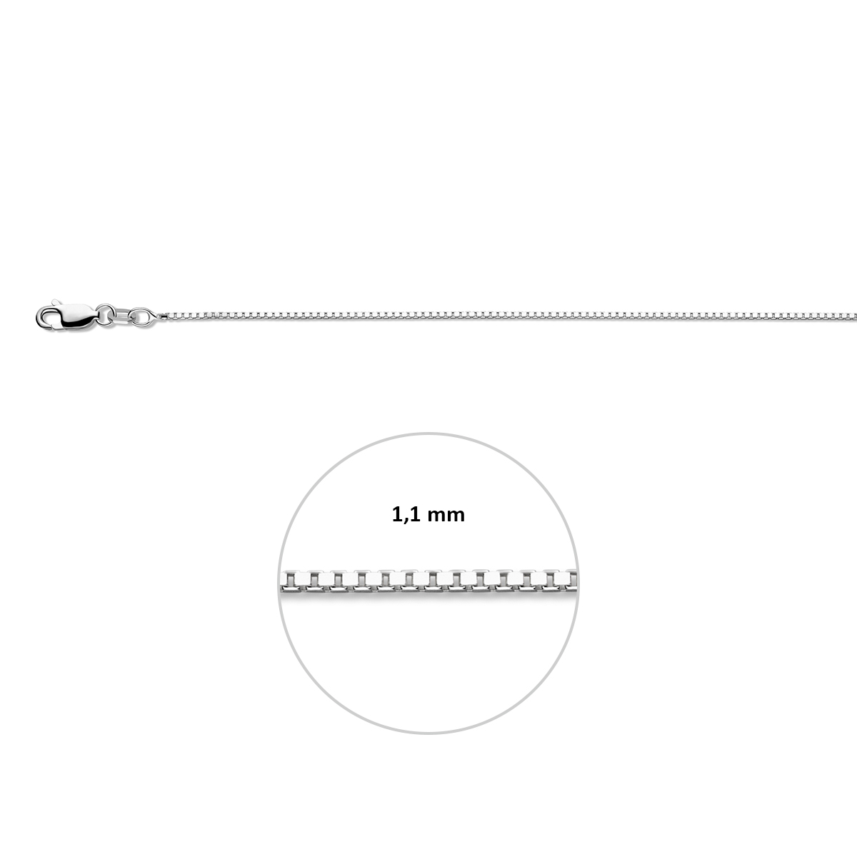 collier venetiaans 1,1 mm zilver wit - Afbeelding 3
