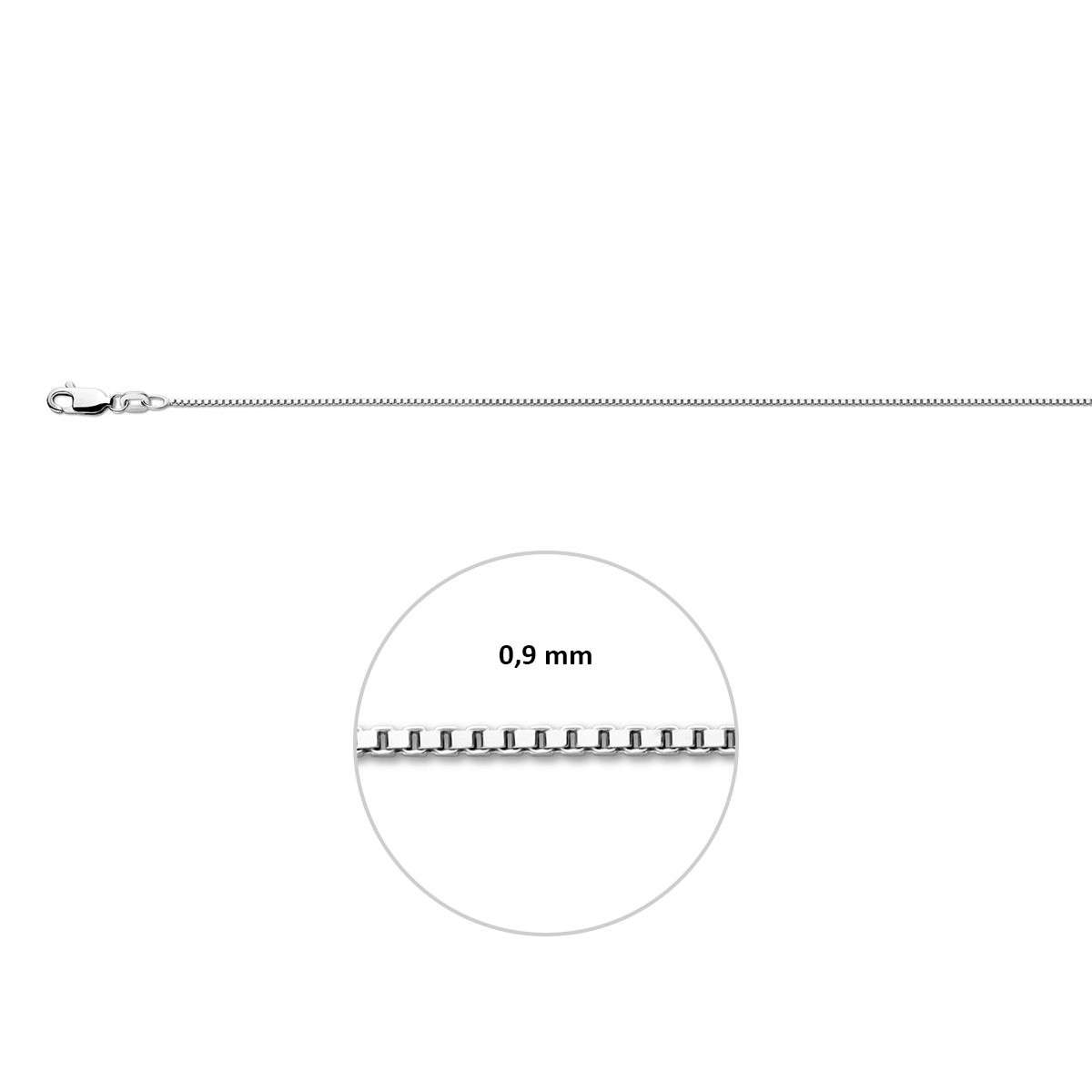 collier venetiaans 0,9 mm zilver gerhodineerd - Afbeelding 3