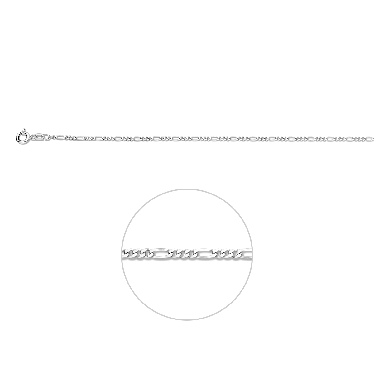 collier figaro 1,8 mm zilver wit