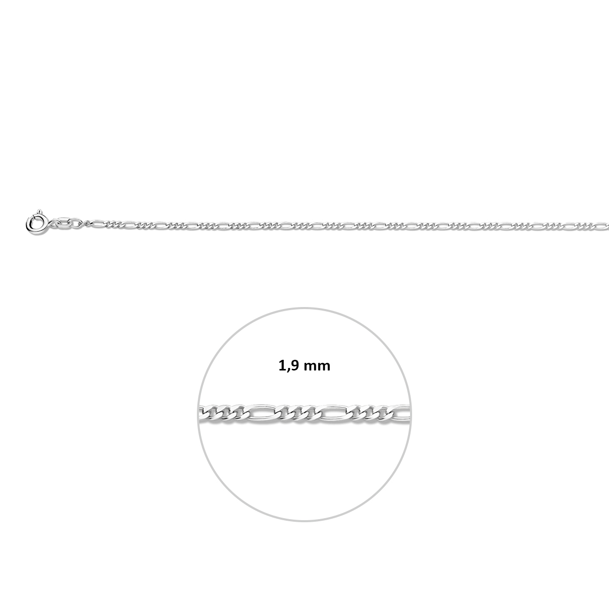 collier figaro 1,8 mm zilver wit - Afbeelding 3