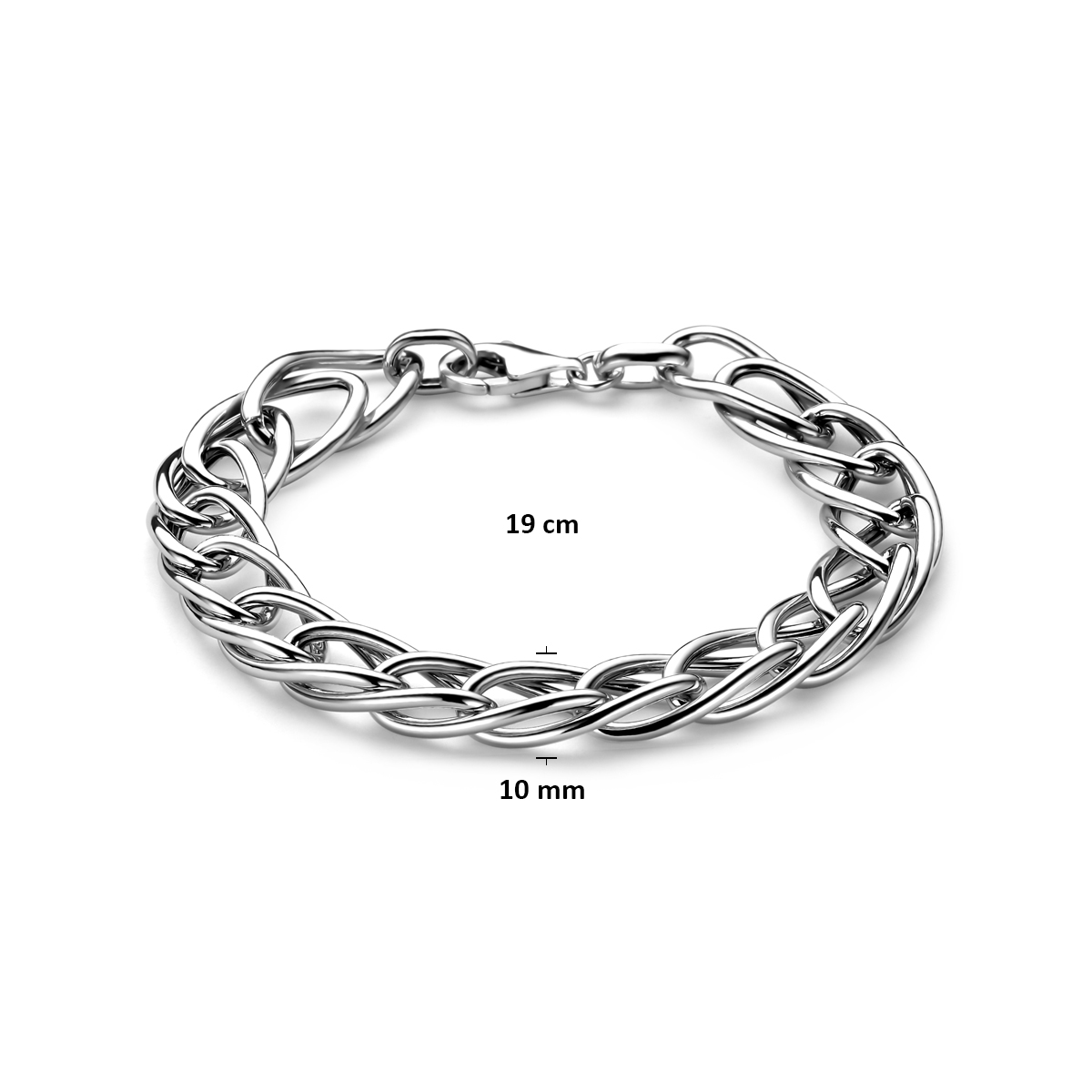 armband 10 mm 19 cm zilver gerhodineerd - Afbeelding 3
