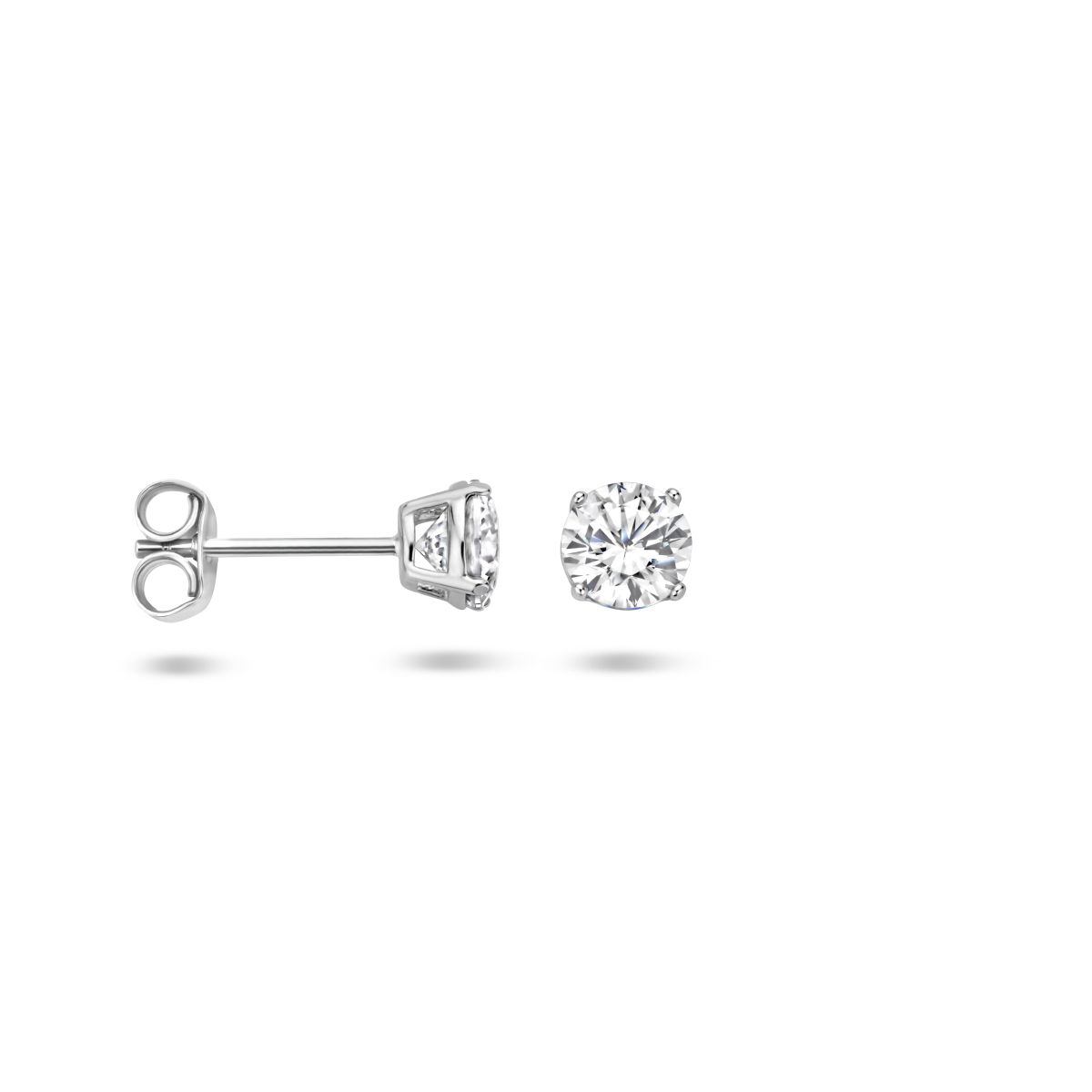 oorknoppen zirkonia zilver gerhodineerd - Afbeelding 3