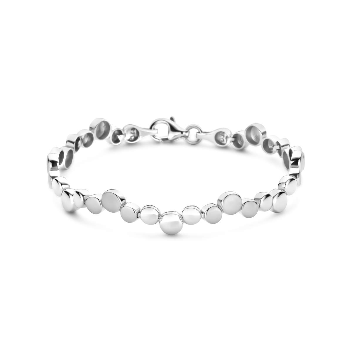 armband poli/mat 7,5 mm 19 cm zilver gerhodineerd