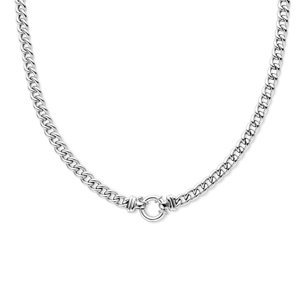 collier gourmette 7,0 mm 45 cm met groot veerslot zilver gerhodineerd