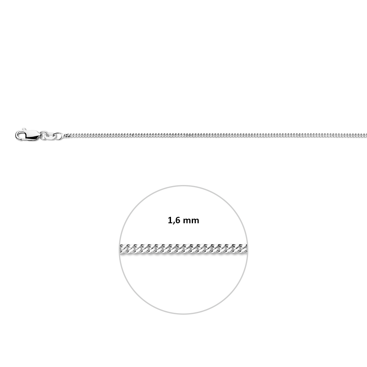 collier gourmette 1,6 mm zilver wit - Afbeelding 3