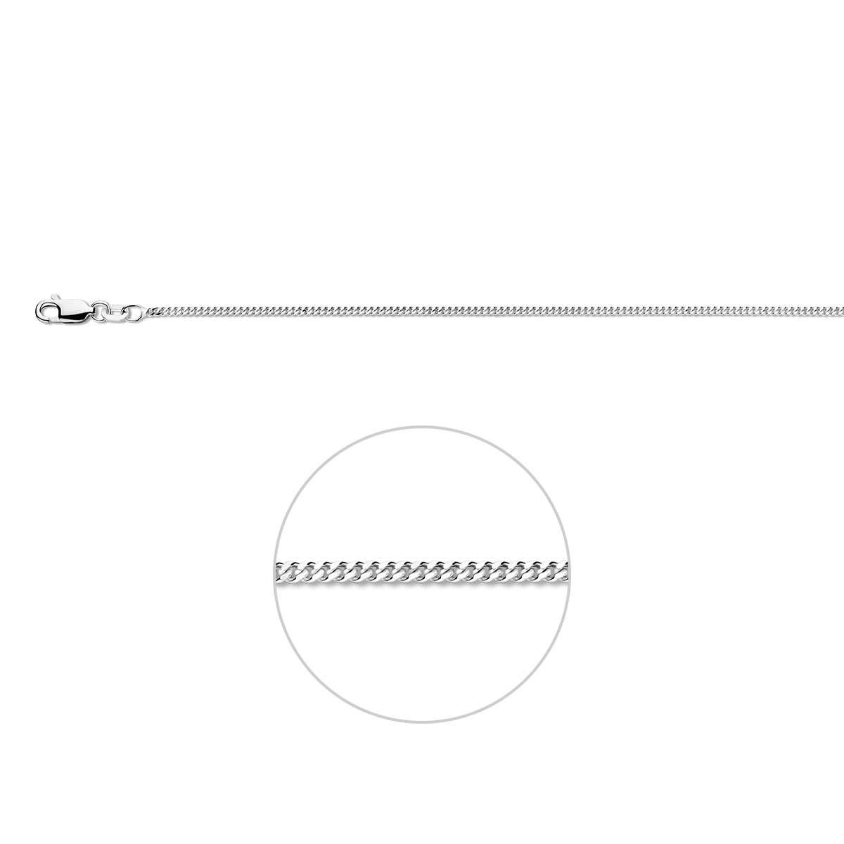 collier gourmette 1,6 mm zilver wit