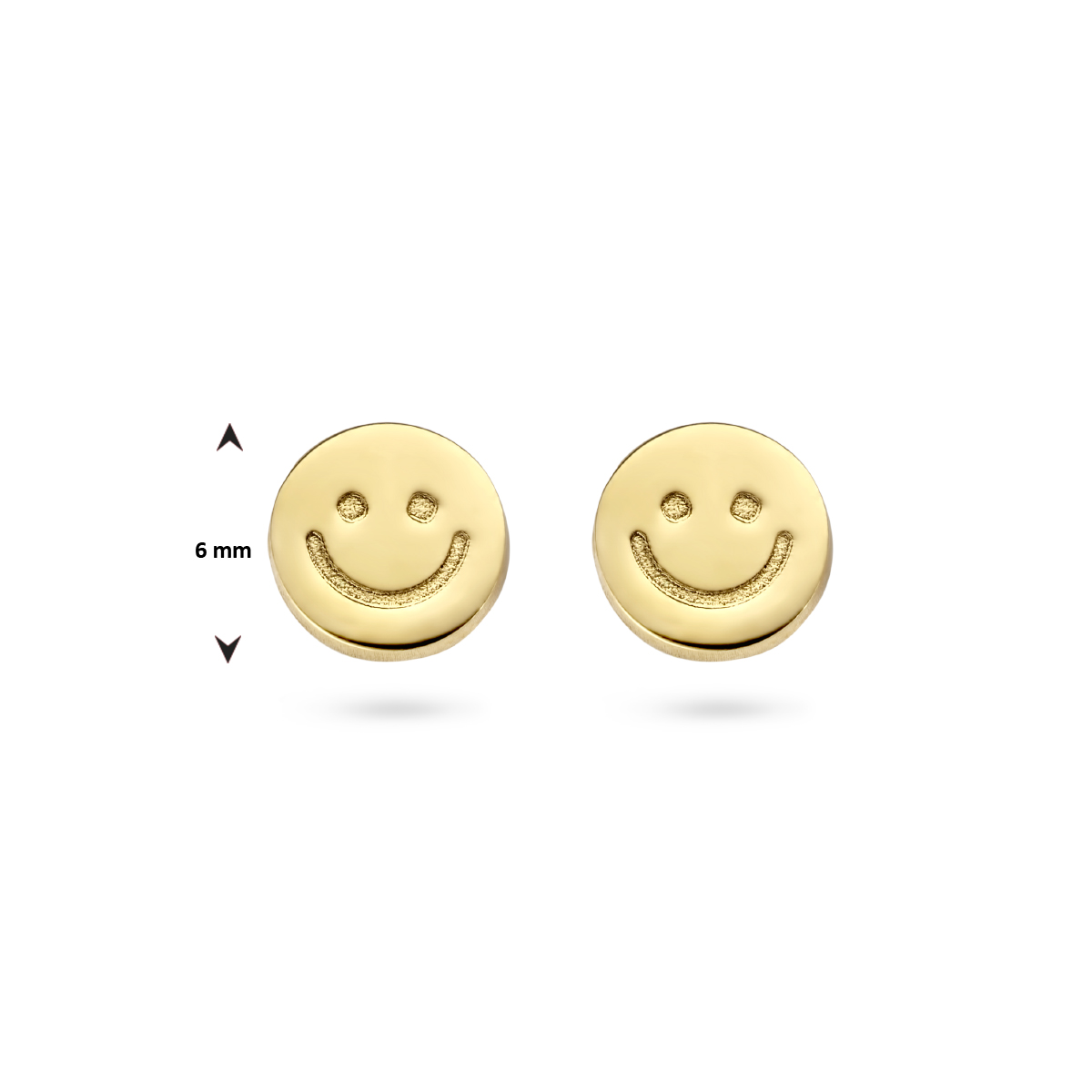 oorknoppen smiley 1 micron zilver verguld (geel) - Afbeelding 3