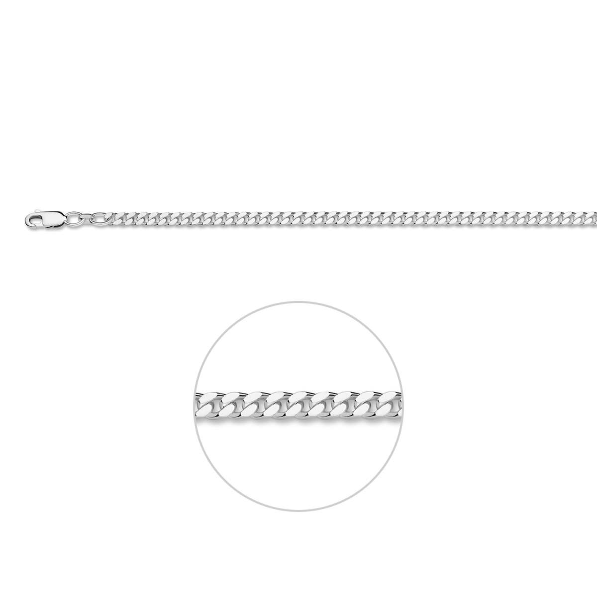 gourmette 6-zijdes geslepen 3,5 mm zilver wit