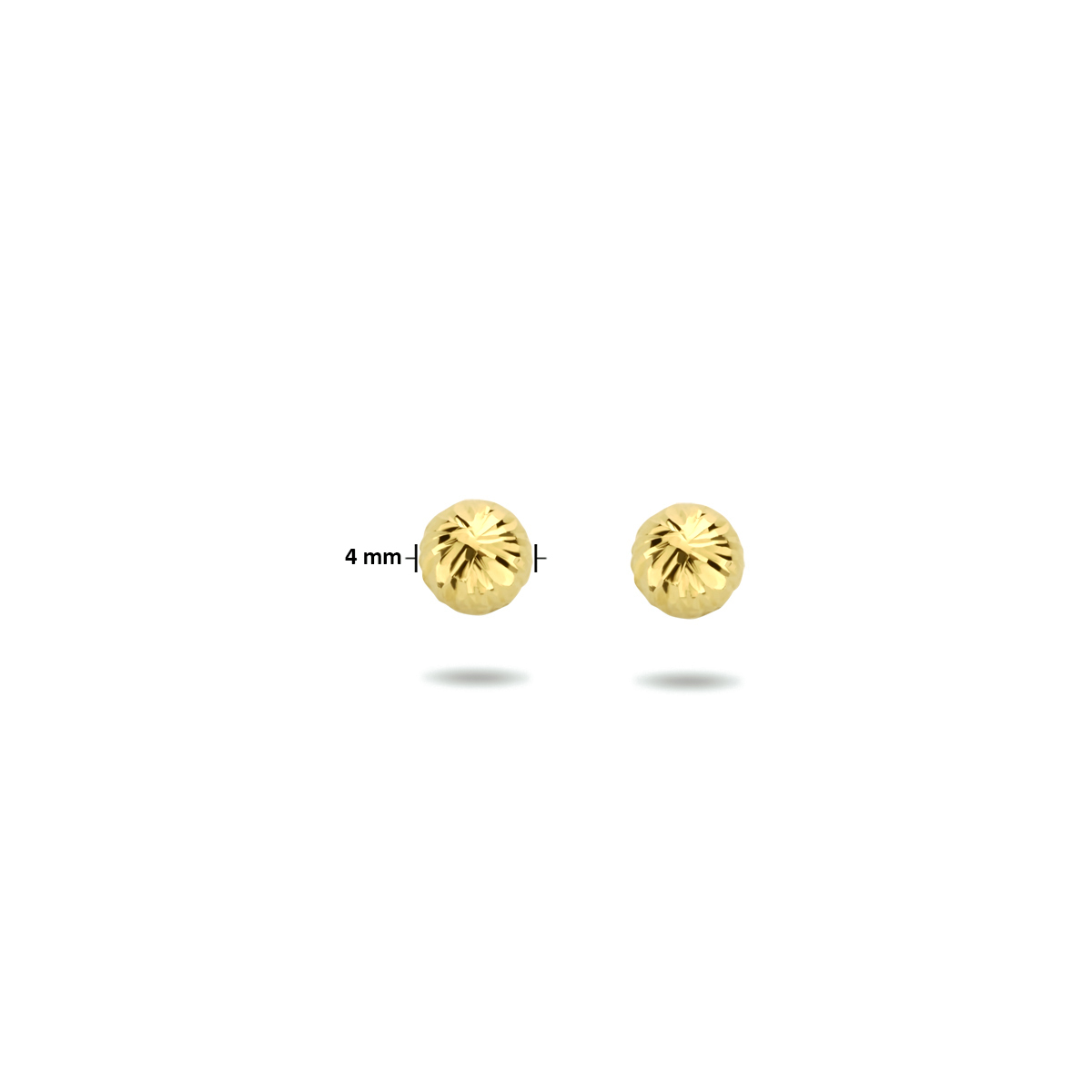 oorknoppen bolletje gediamanteerd 14K geelgoud - Afbeelding 4