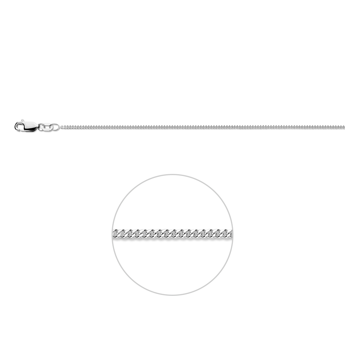 collier gourmette 4-zijdes geslepen 1,4 mm zilver wit