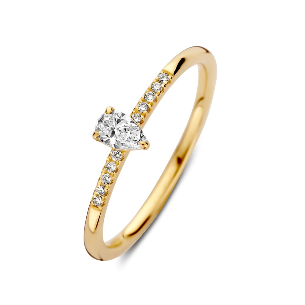 Geelgouden ring met lab grown diamant 0,25 crt - Afbeelding 2