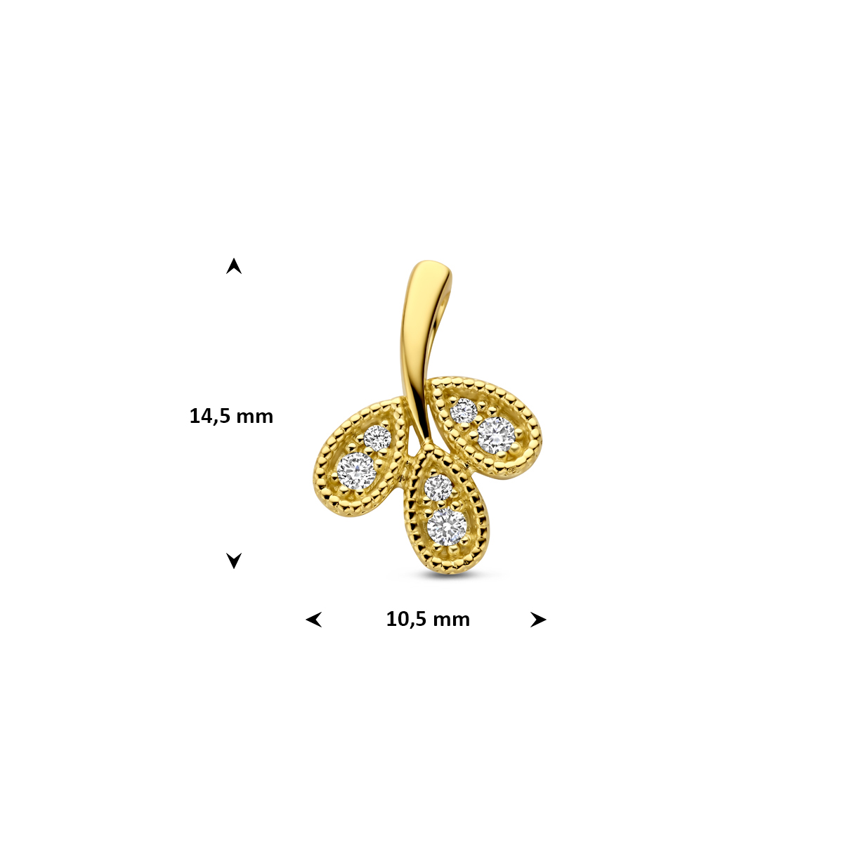 Gouden bladhanger met diamant - Afbeelding 2