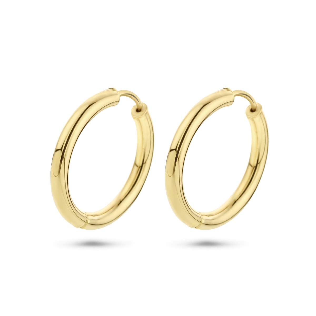 klapoorringen 2,5 mm ronde buis 14K geelgoud