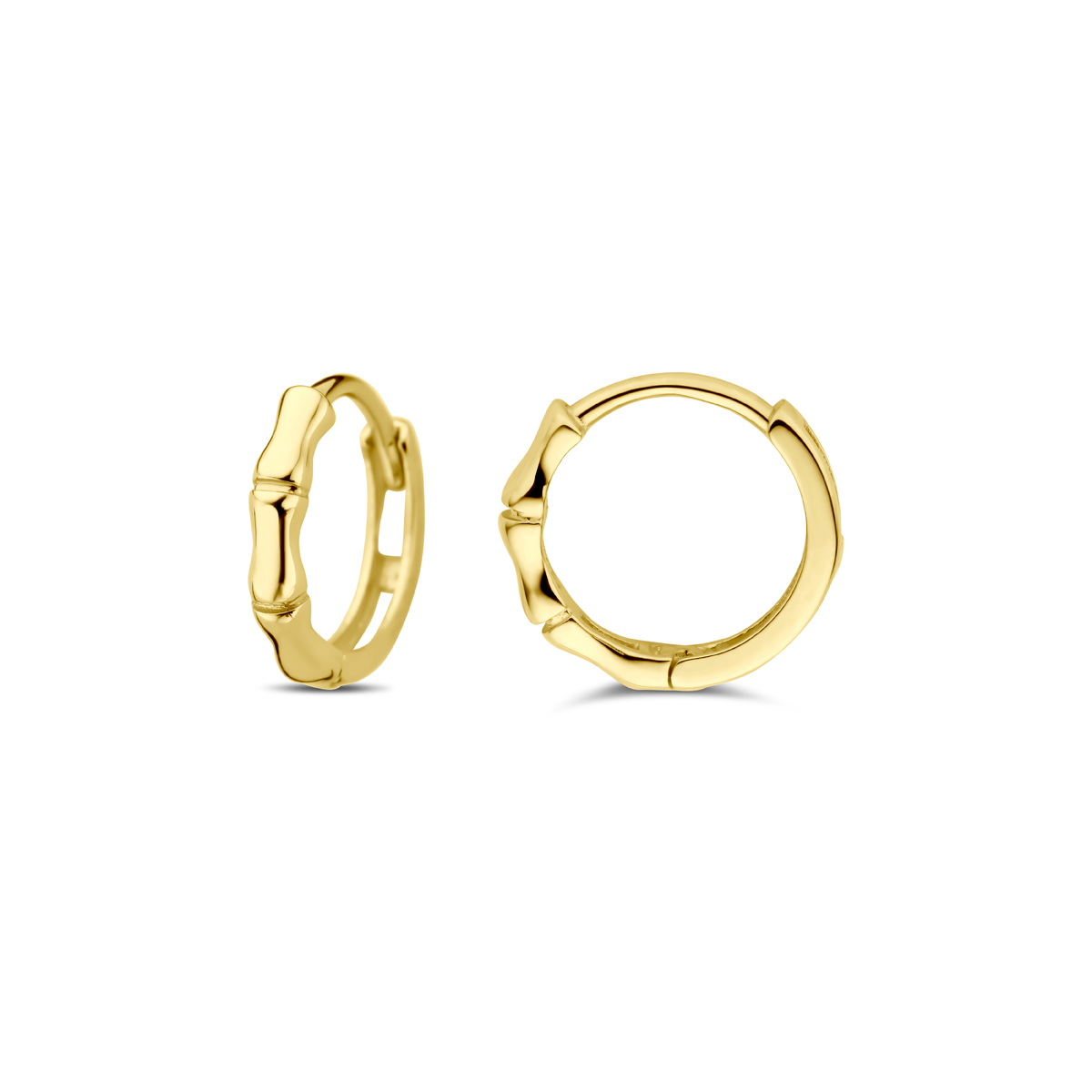 Geelgouden bamboe klapoorringen van 9,5mm - Afbeelding 4