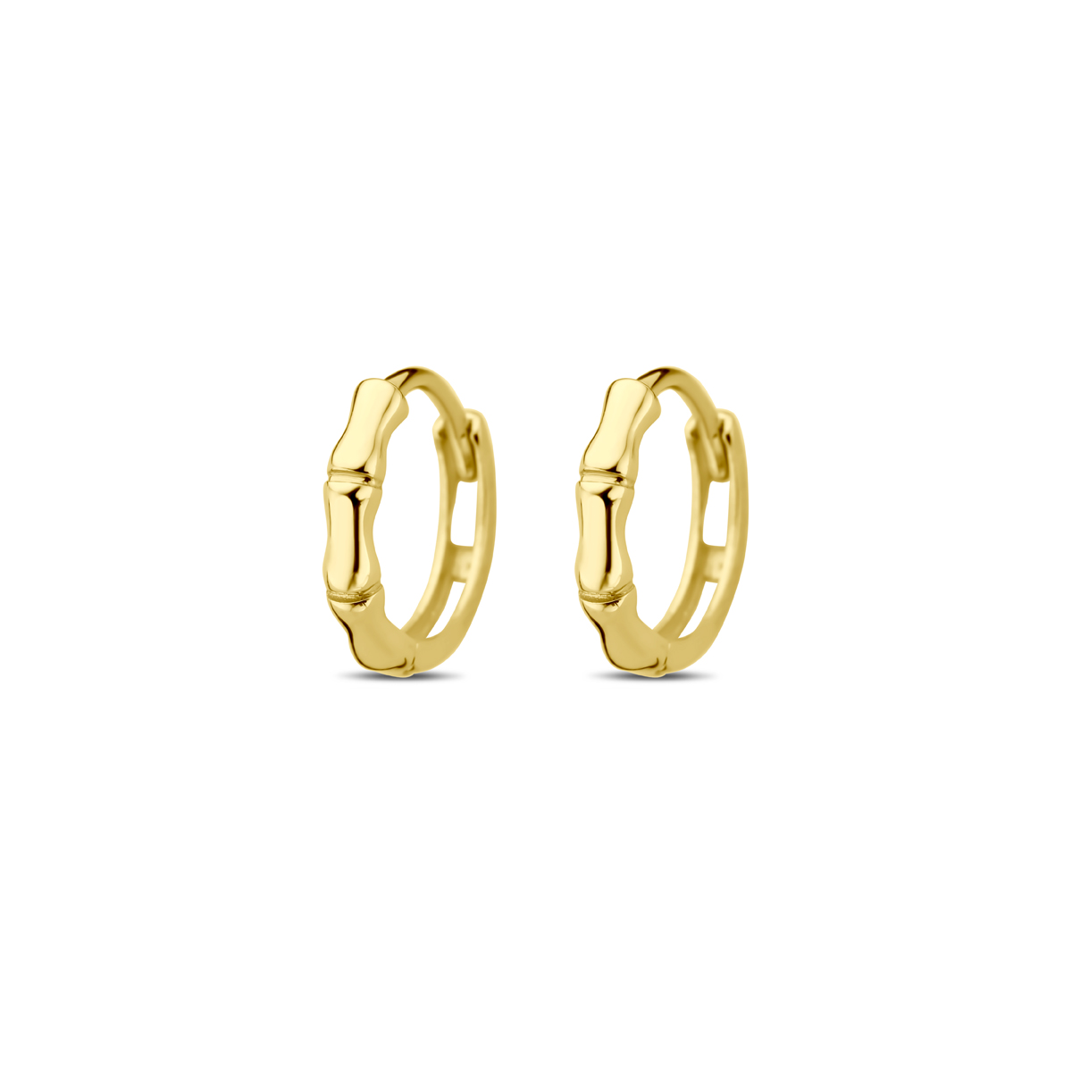 Geelgouden bamboe klapoorringen van 9,5mm