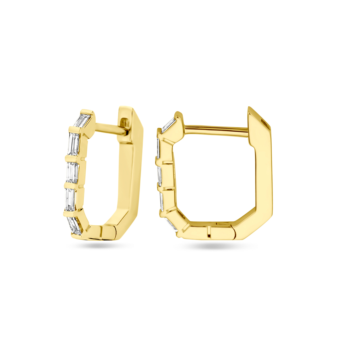 klapoorringen diamant 0.20ct (2x 0.10ct) h si 13 mm 14K geelgoud - Afbeelding 4