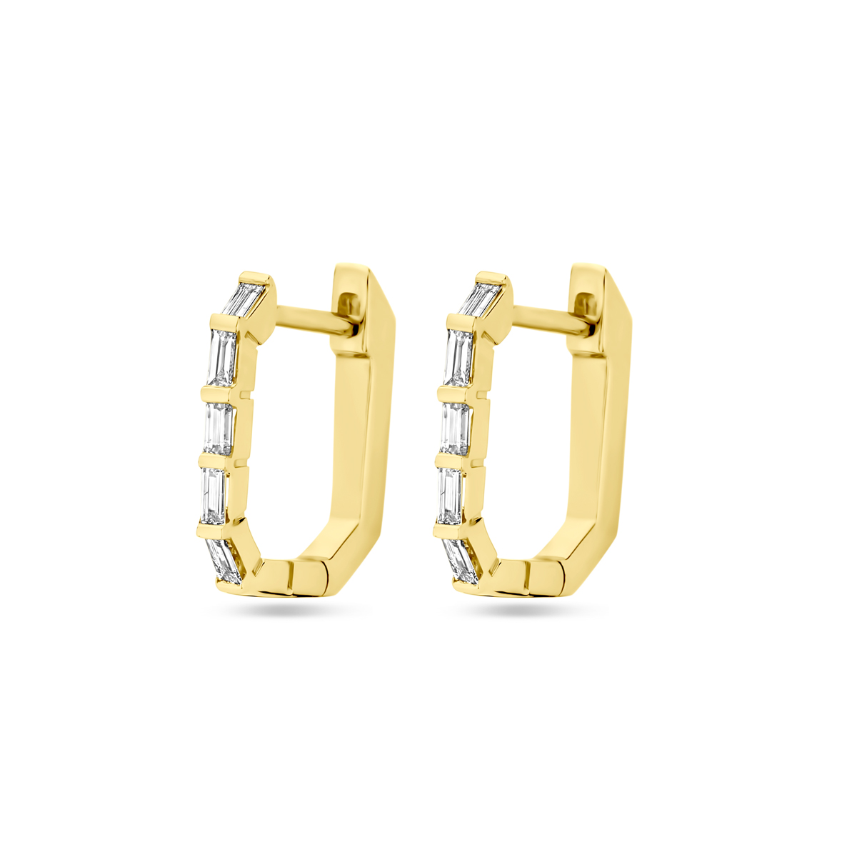 klapoorringen diamant 0.20ct (2x 0.10ct) h si 13 mm 14K geelgoud - Afbeelding 3